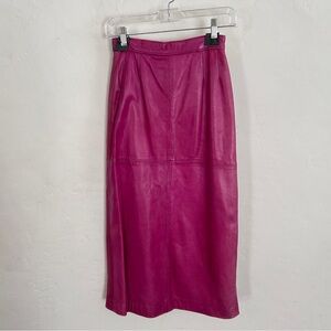 Vintage 80s NETO Fuchsia Leather Pencil Skirt